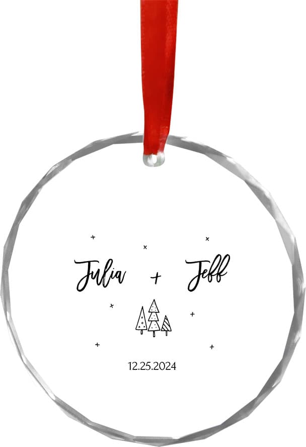 Custom Couple Ceramic Decoration Christmas Glass Ornament 1