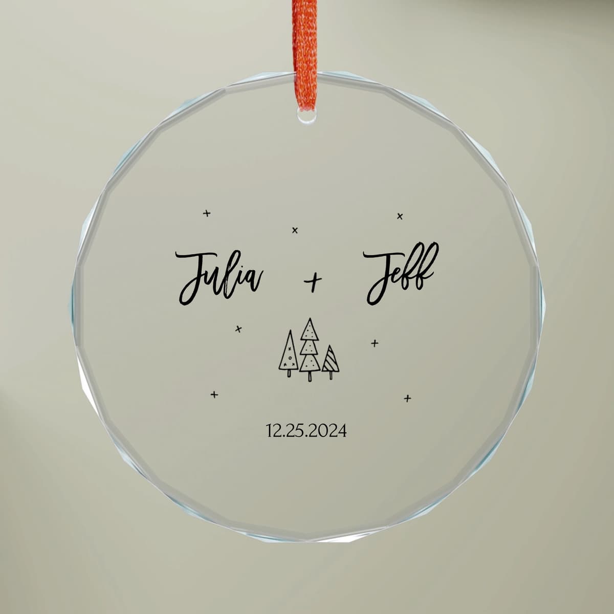 Custom Couple Ceramic Decoration Christmas Glass Ornament 0