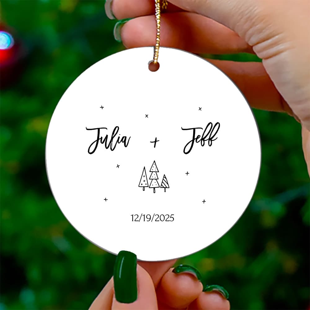 Custom Couple Ceramic Decoration Christmas Ornament 0