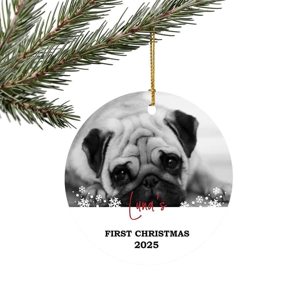 Custom Dog First Christmas Ceramic Christmas Ornament 2