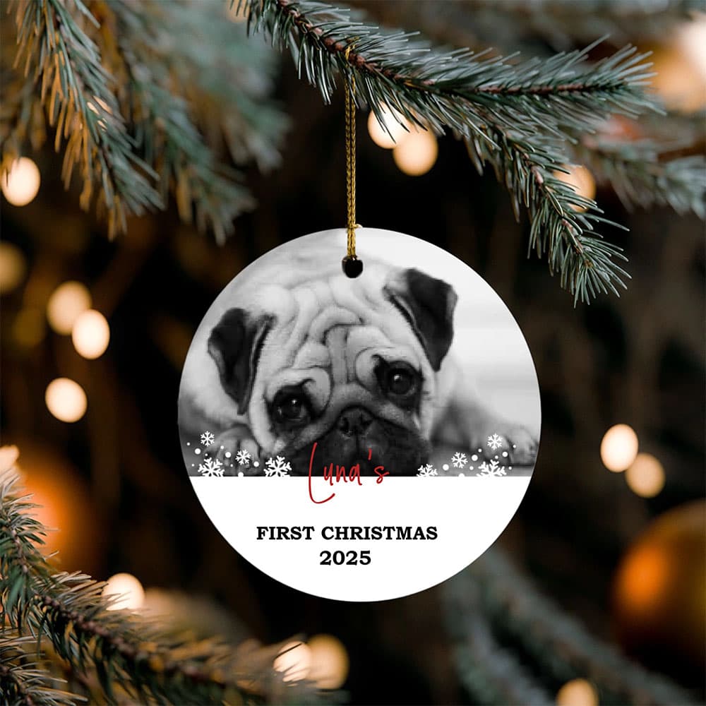 Custom Dog First Christmas Ceramic Christmas Ornament 1