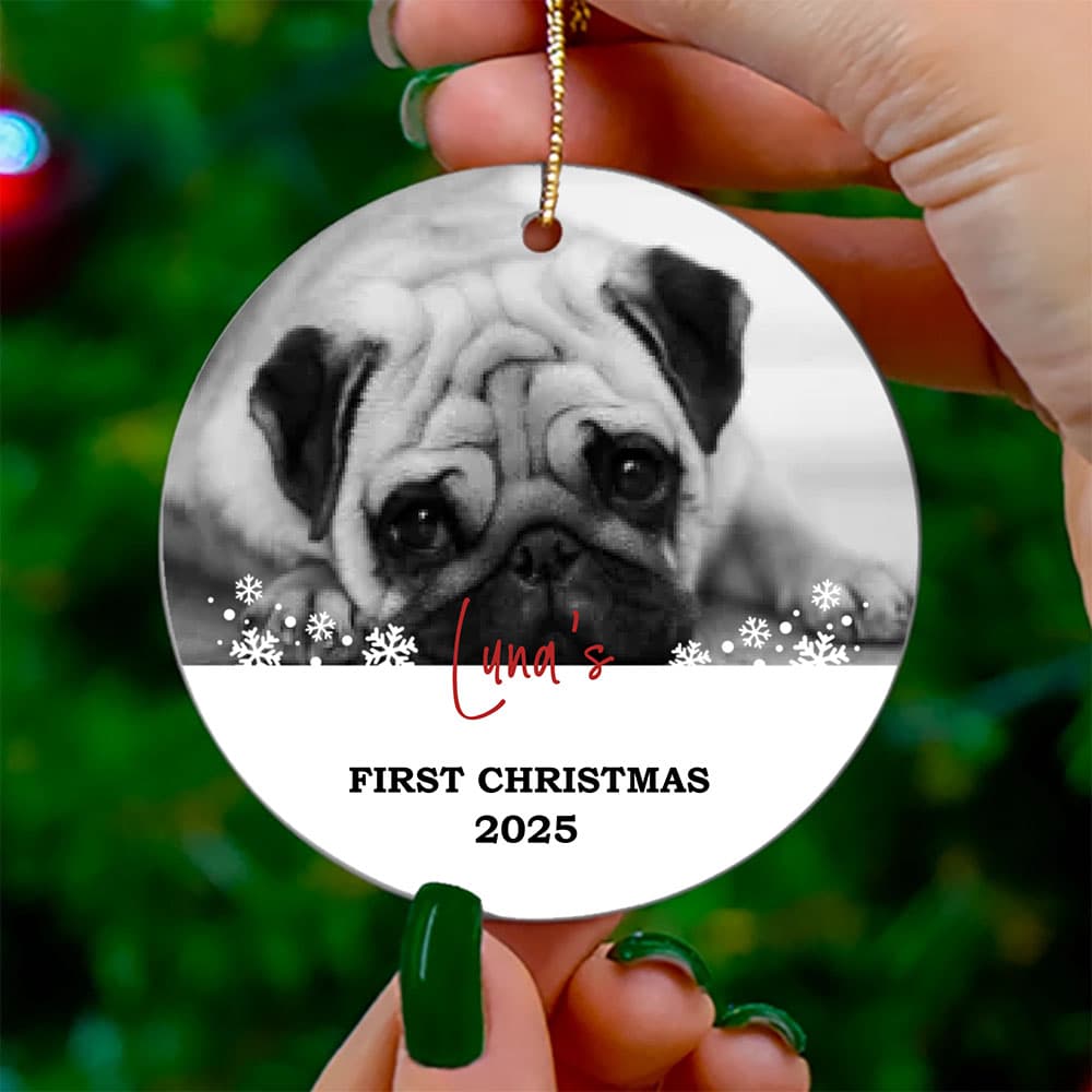 Custom Dog First Christmas Ceramic Christmas Ornament 0
