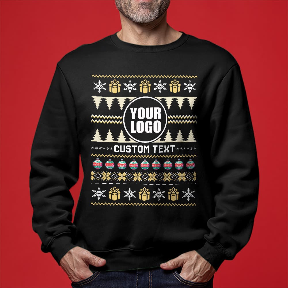 Custom Logo With Christmas Ornament Ugly Sweatshirt 1