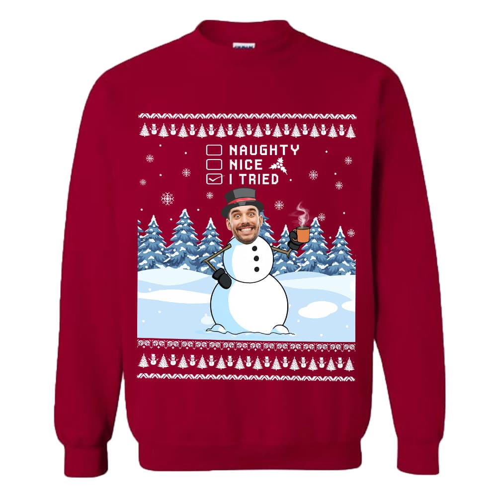 Custom Face Funny Snowman Christmas Sweatshirt 4