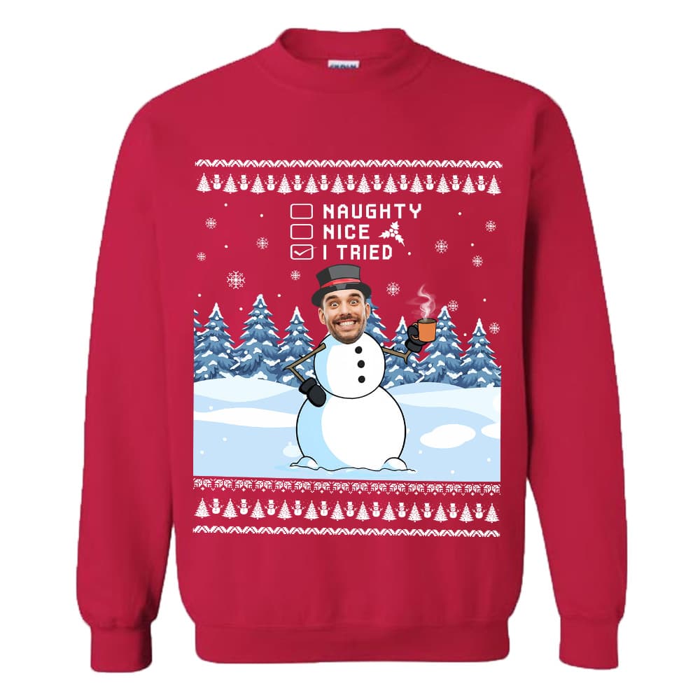 Custom Face Funny Snowman Christmas Sweatshirt 5