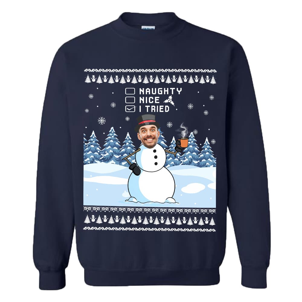 Custom Face Funny Snowman Christmas Sweatshirt 8