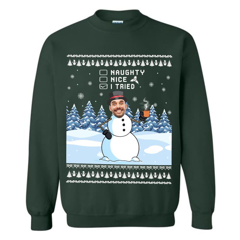Custom Face Funny Snowman Christmas Sweatshirt 6