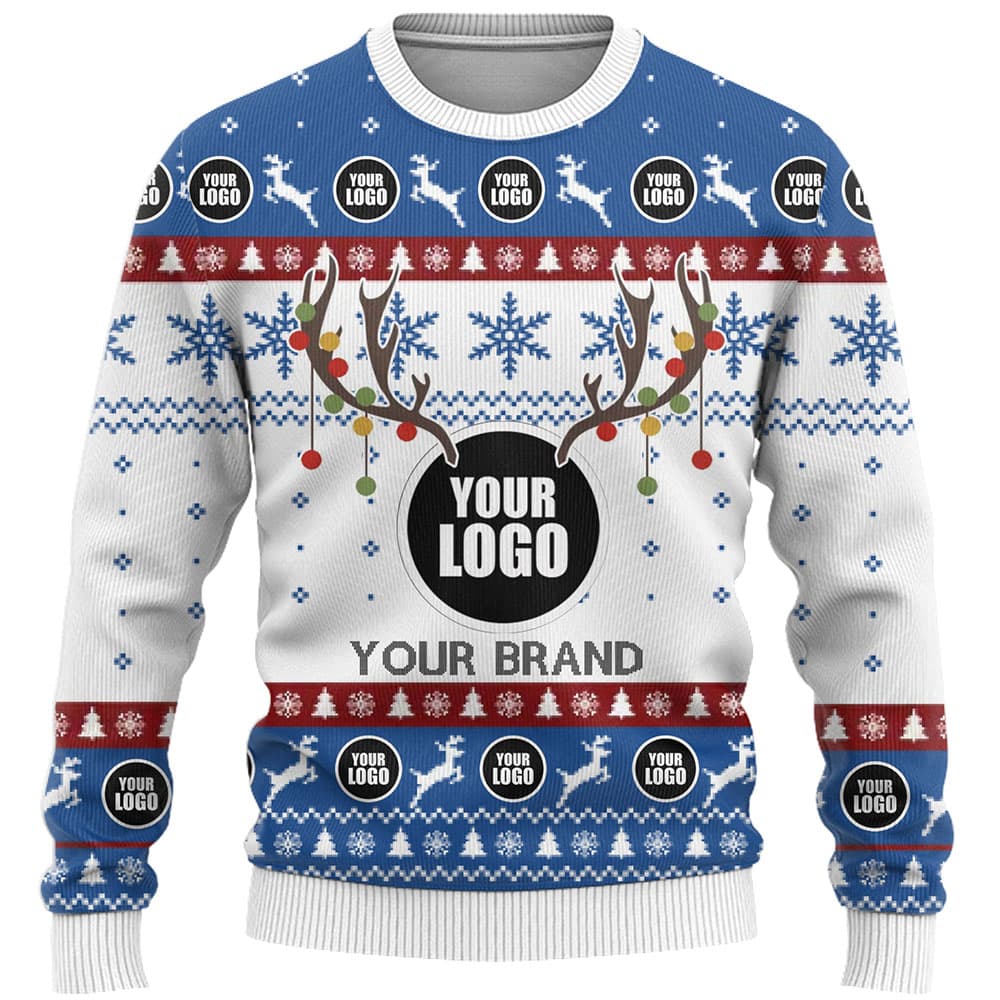 DYI Company Logo Or Face Ugly Christmas Sweater 9