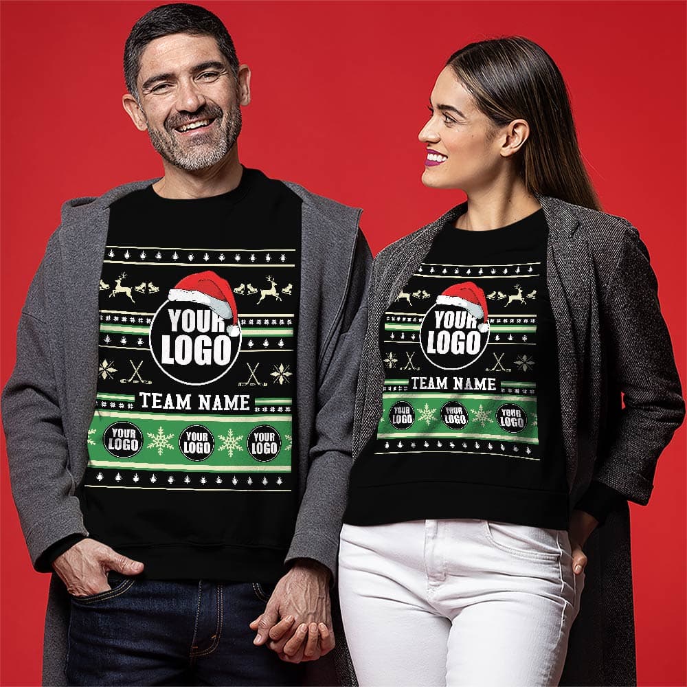 Epic Ice Hockey Custom Logo Ugly Xmas Sweatshirt 3