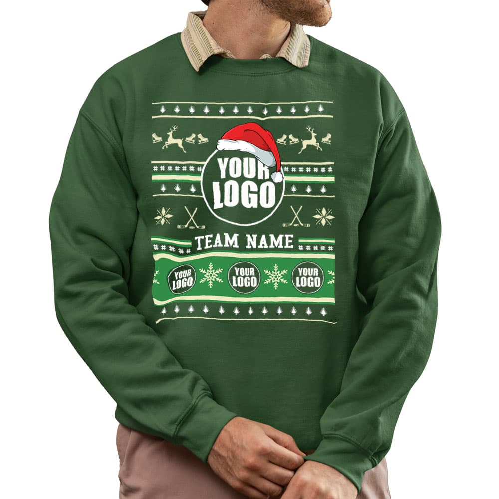 Epic Ice Hockey Custom Logo Ugly Xmas Sweatshirt 4