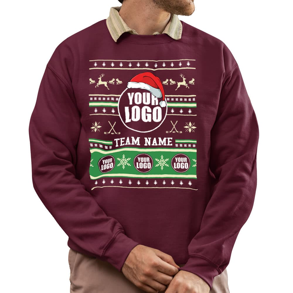 Epic Ice Hockey Custom Logo Ugly Xmas Sweatshirt 5