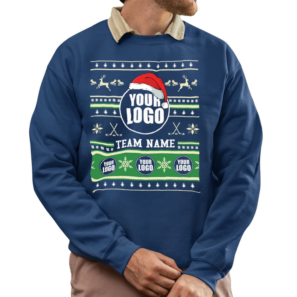 Epic Ice Hockey Custom Logo Ugly Xmas Sweatshirt 6