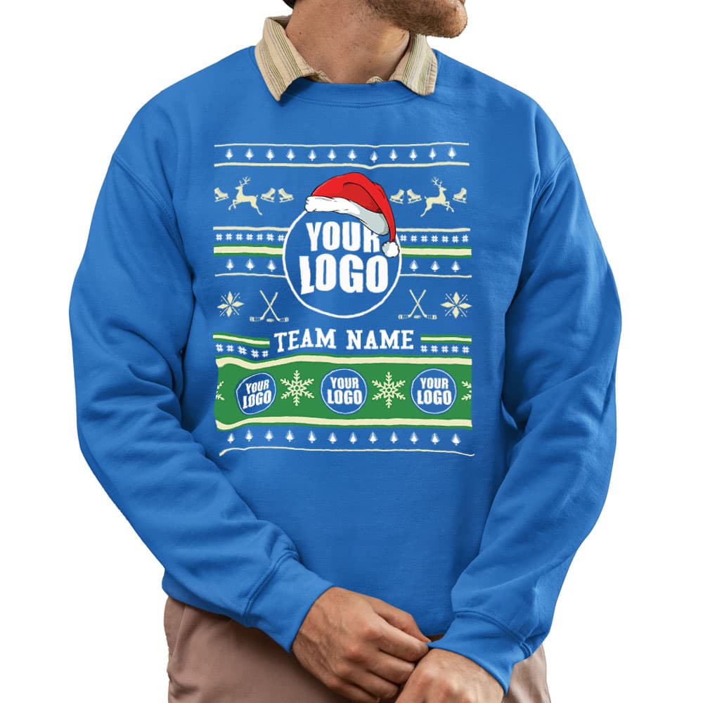 Epic Ice Hockey Custom Logo Ugly Xmas Sweatshirt 8
