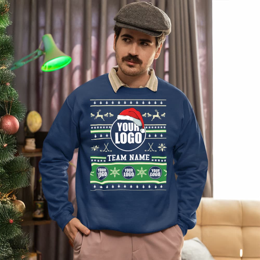 Epic Ice Hockey Custom Logo Ugly Xmas Sweatshirt 9
