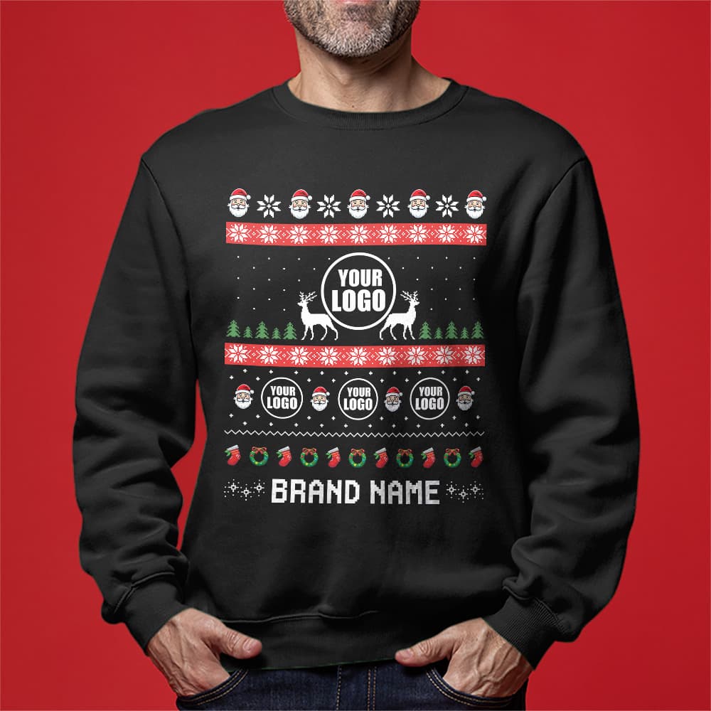 Festive Custom Logo Ugly Christmas Sweatshirt For Company 2
