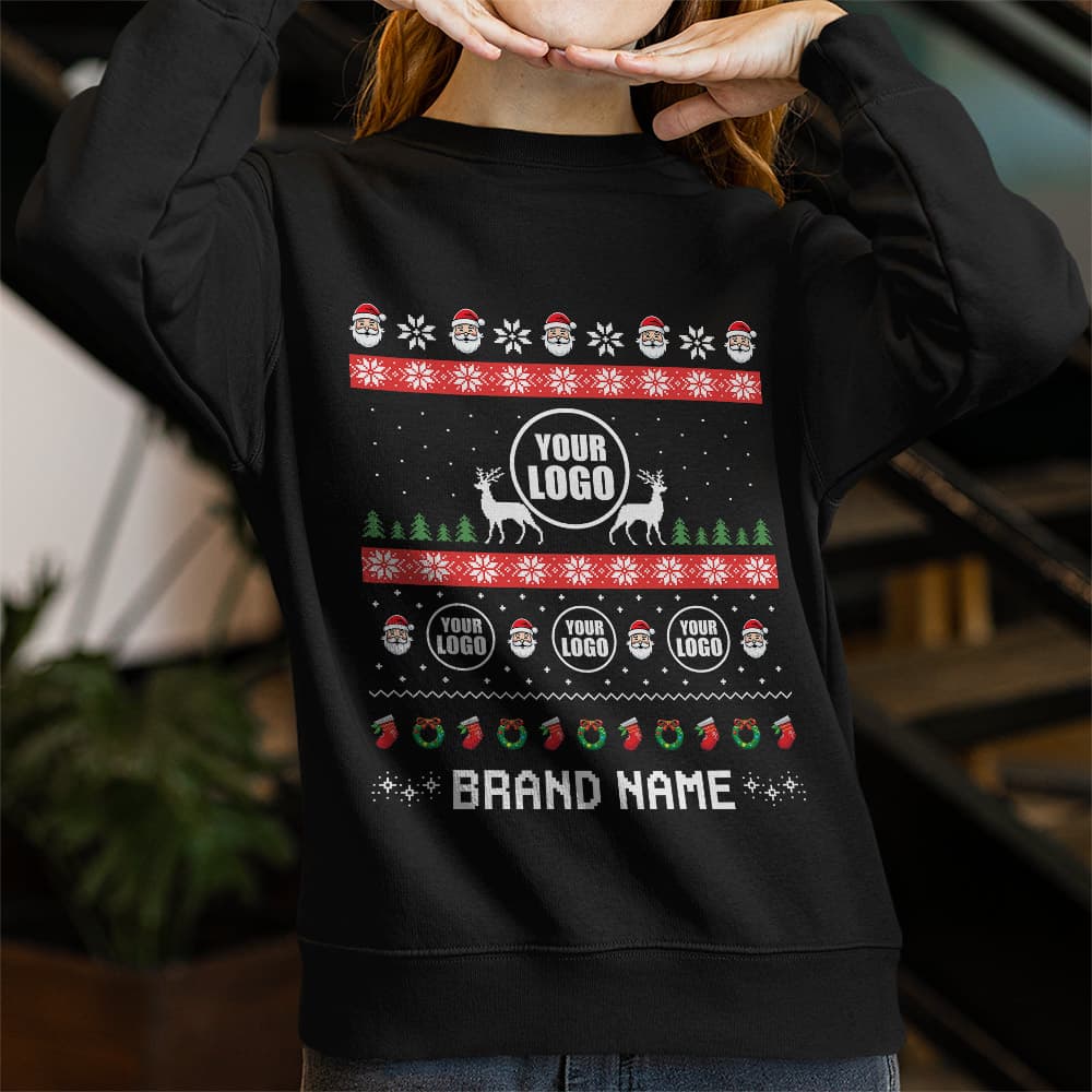 Festive Custom Logo Ugly Christmas Sweatshirt For Company 1
