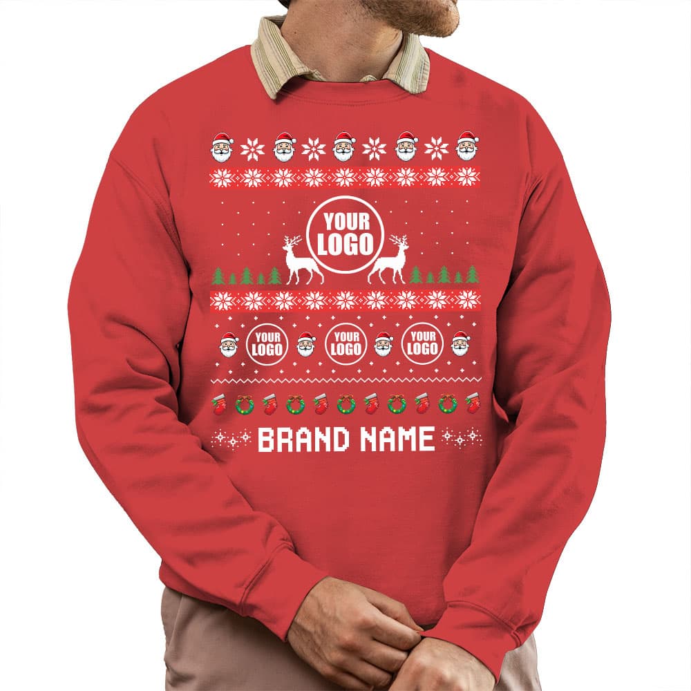 Festive Custom Logo Ugly Christmas Sweatshirt For Company 4