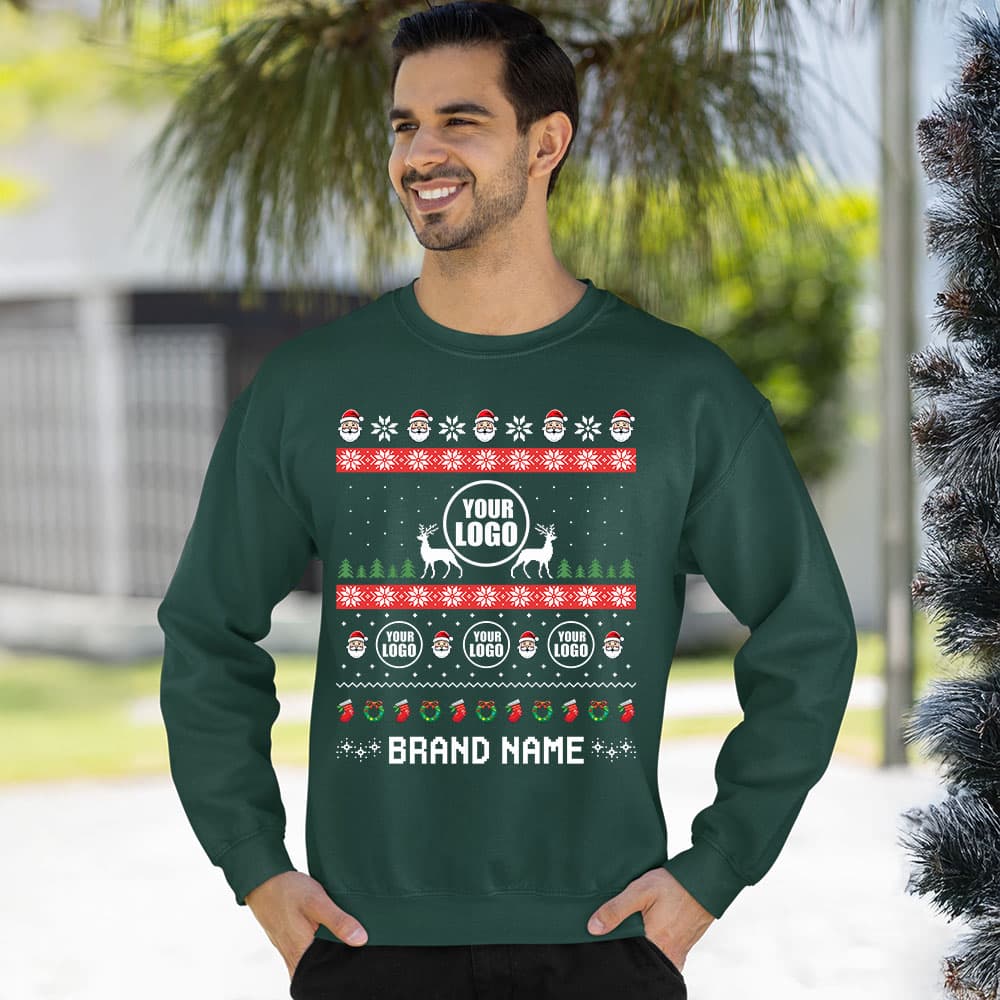Festive Custom Logo Ugly Christmas Sweatshirt For Company 6