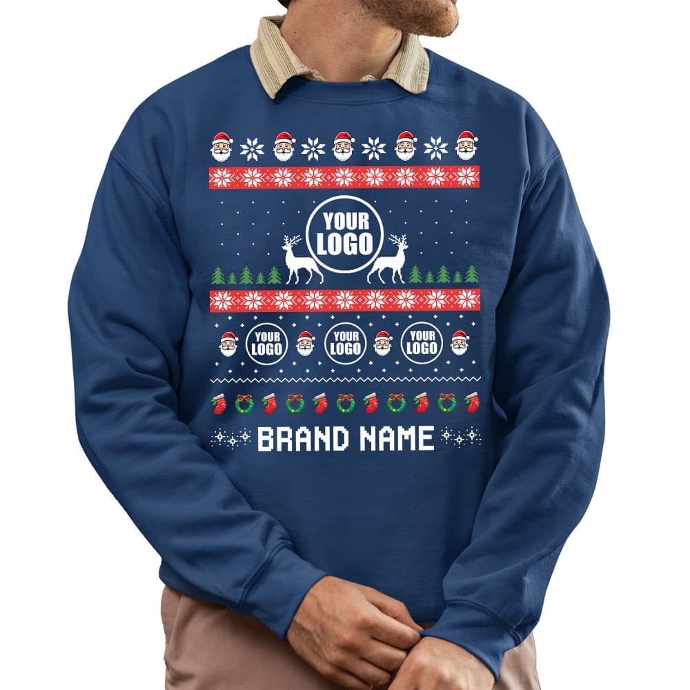 Festive Custom Logo Ugly Christmas Sweatshirt For Company 0