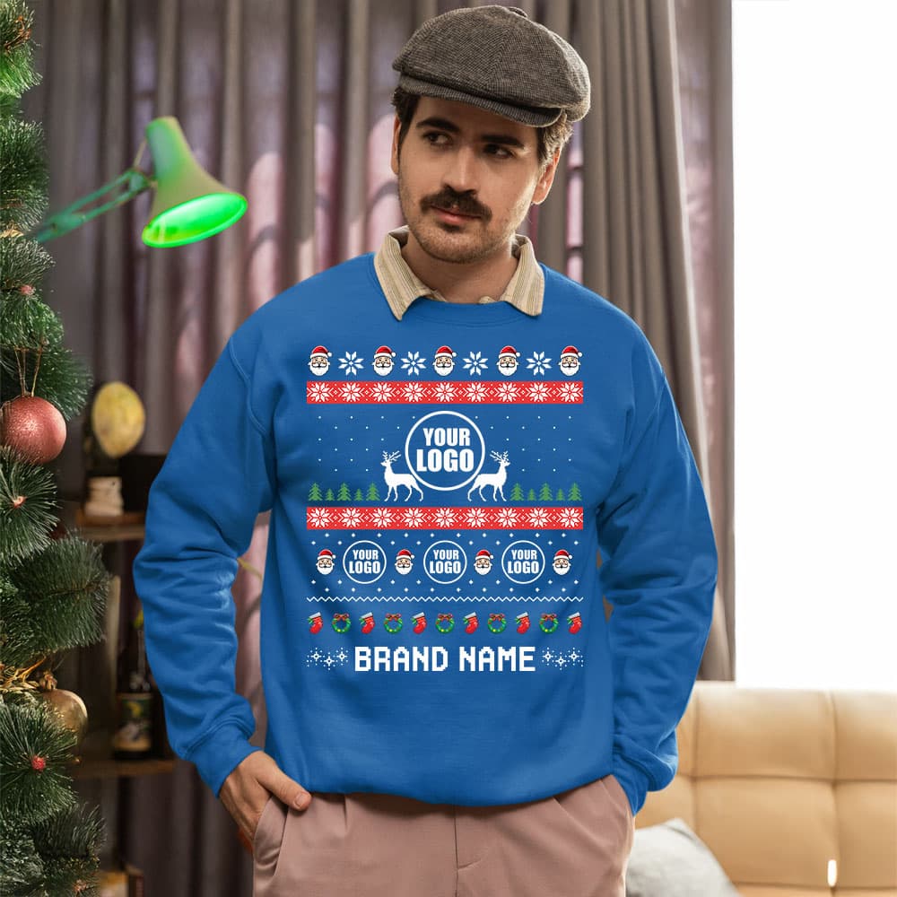 Festive Custom Logo Ugly Christmas Sweatshirt For Company 9