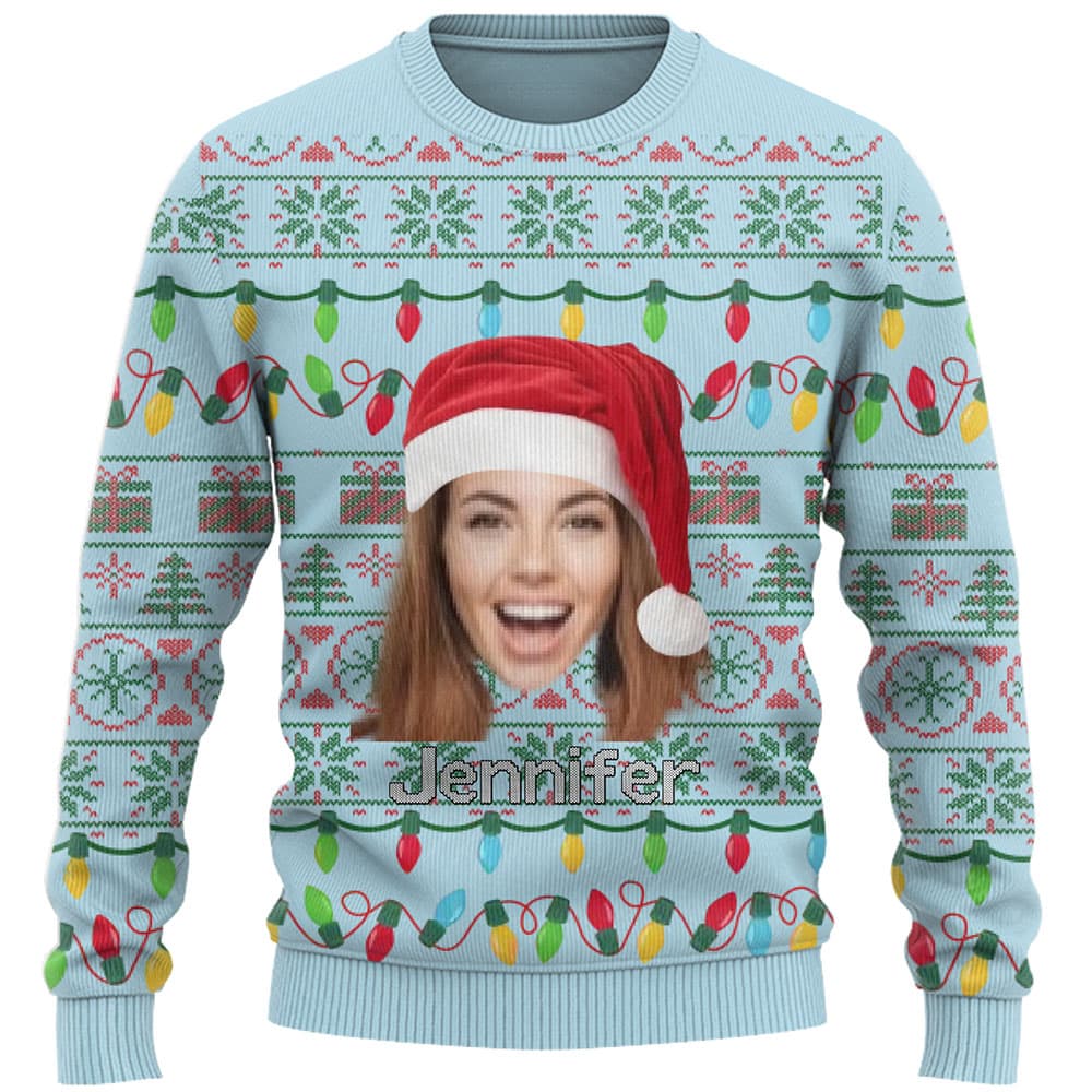 Funny Custom Face Or Logo Ugly Christmas Sweater 1