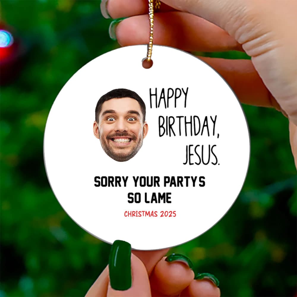 Happy Birthday Custom Christmas Ceramic Christmas Ornament 0