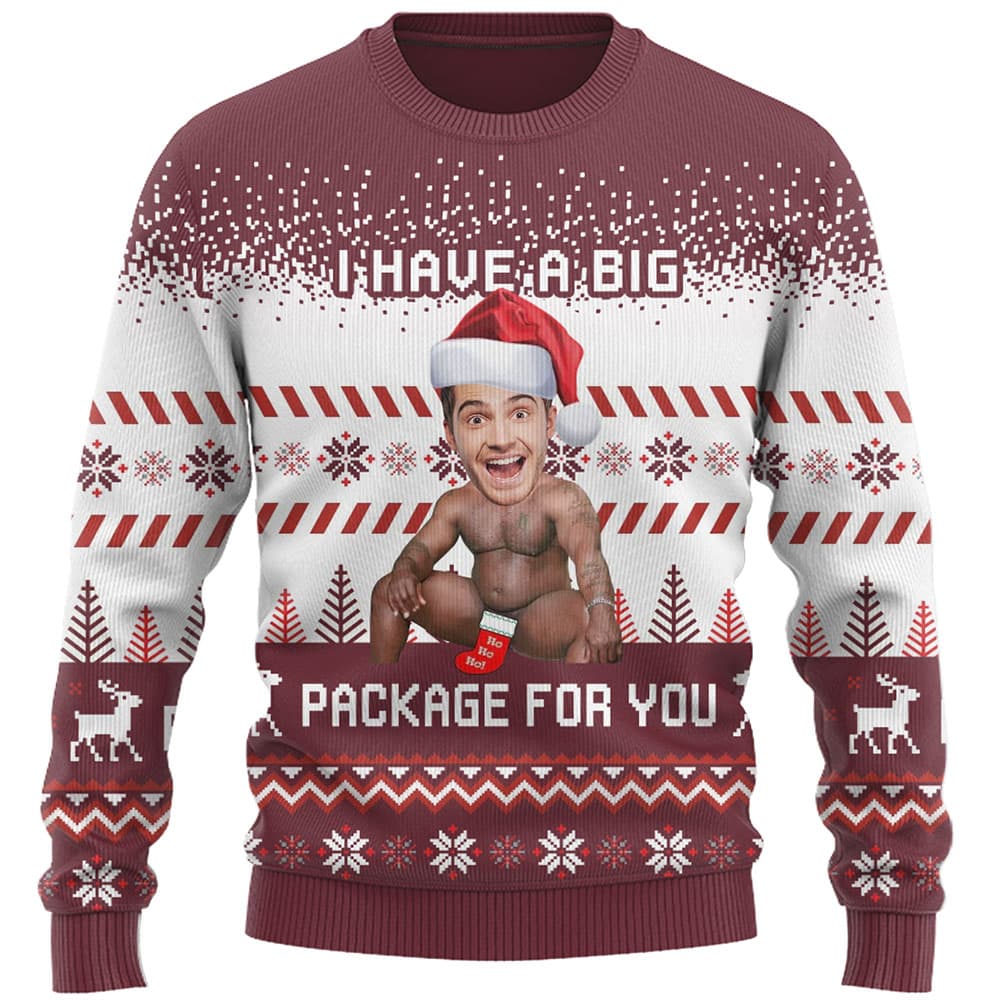 I Have A Big Package Funny Ugly Christmas Sweater 4