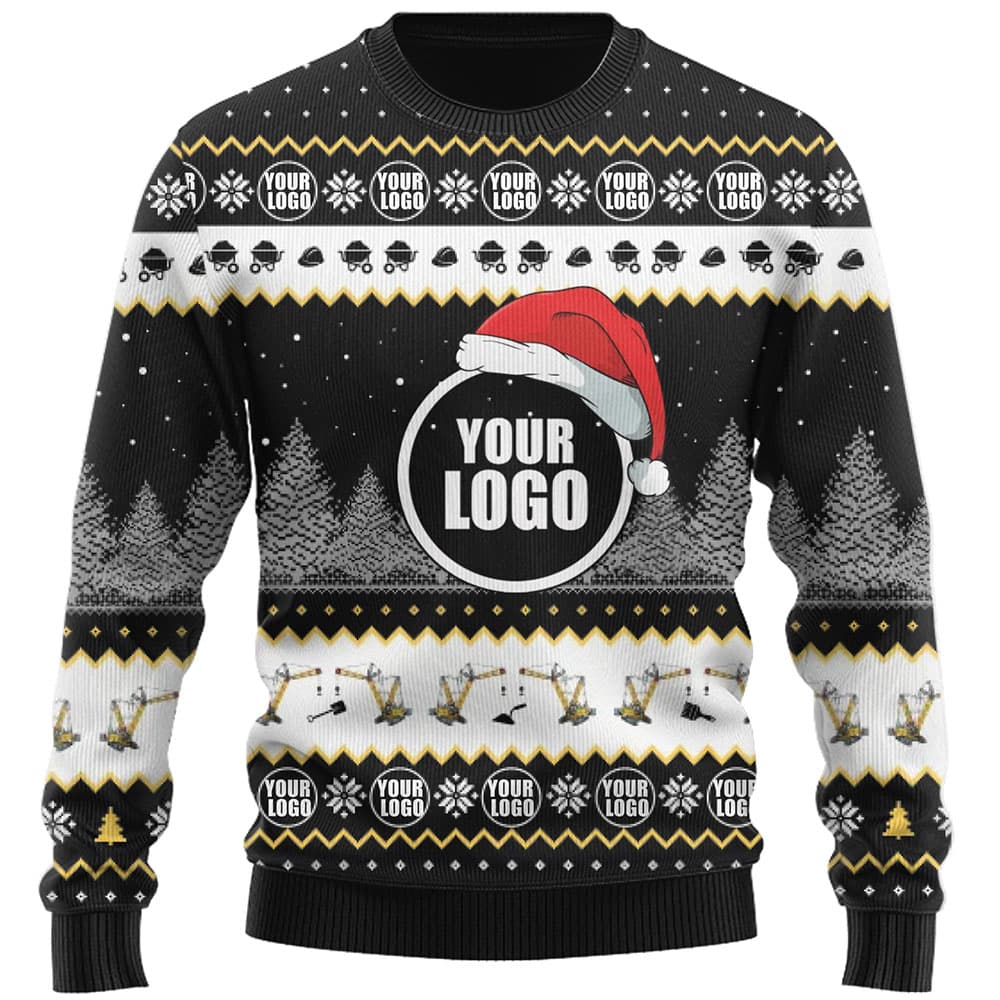 Construction Custom Company Logo Ugly Christmas Sweater 0