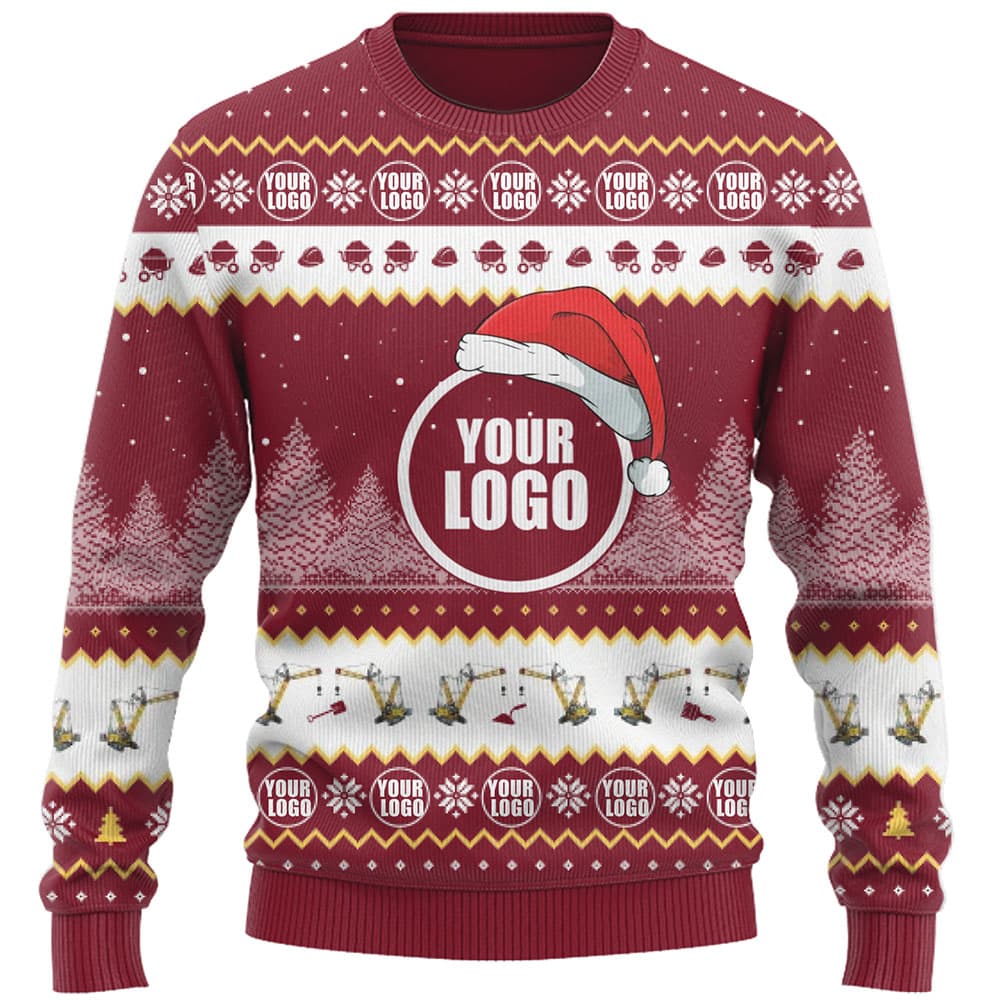 Construction Custom Company Logo Ugly Christmas Sweater 1