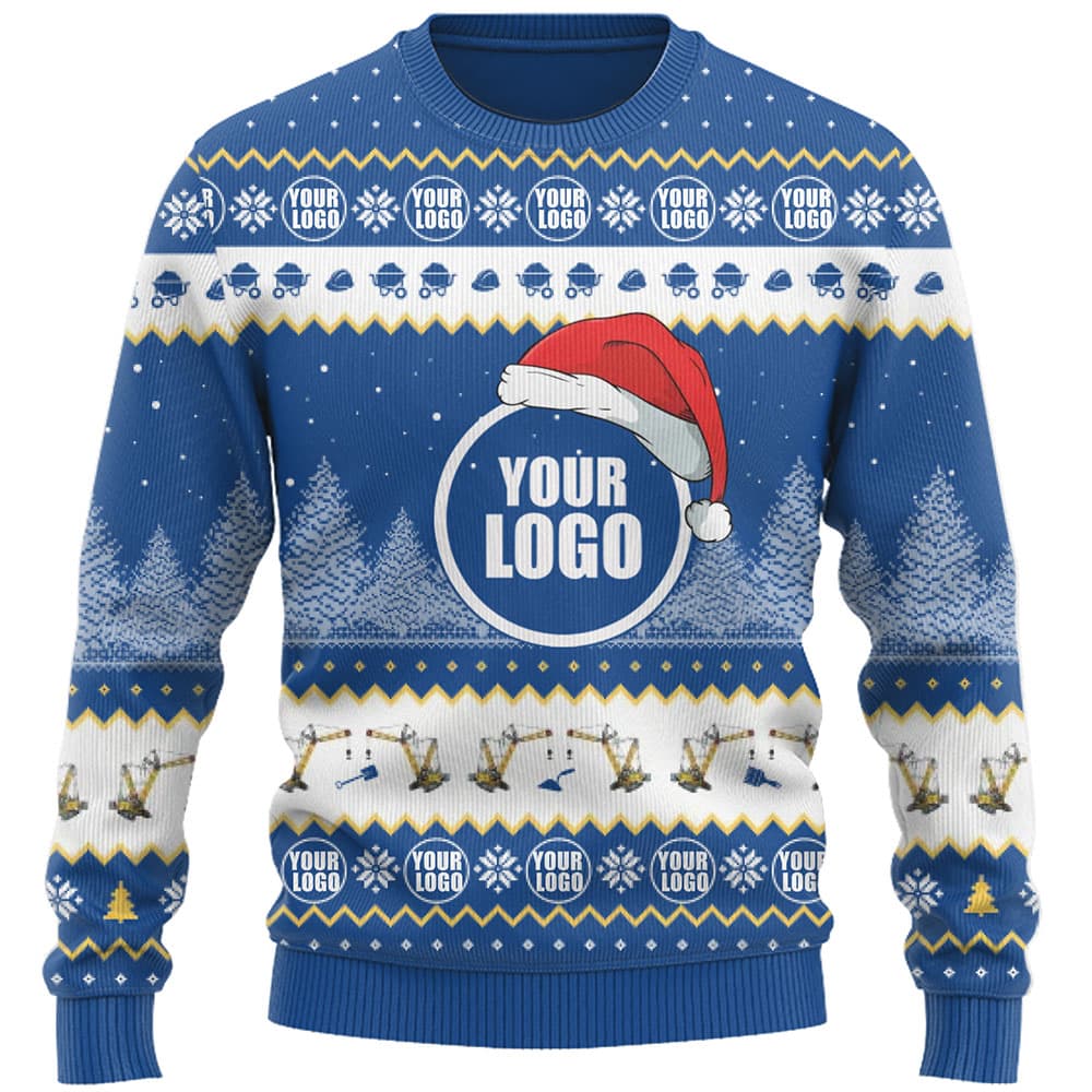 Construction Custom Company Logo Ugly Christmas Sweater 9