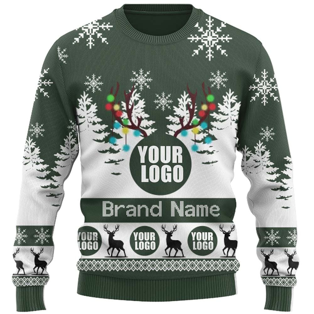 Live Preview Custom Company Logo Ugly Christmas Sweater 1