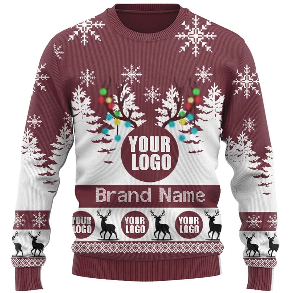 Live Preview Custom Company Logo Ugly Christmas Sweater 0