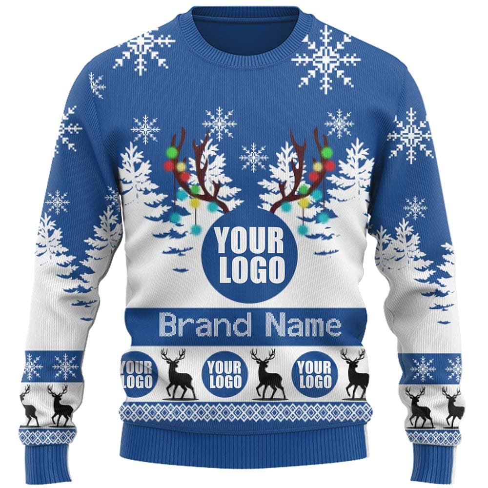 Live Preview Custom Company Logo Ugly Christmas Sweater 4